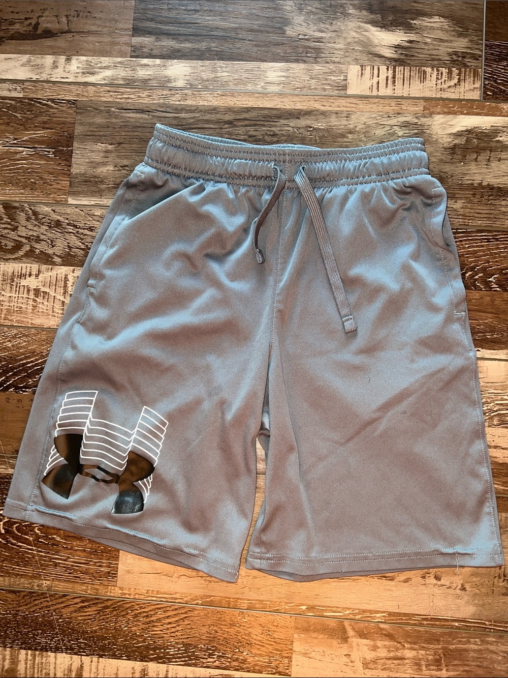 Under Armour Boys Gray Athletic Shorts with Logo